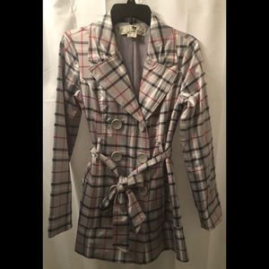 Trench coat by Jolt plaid sz Medium